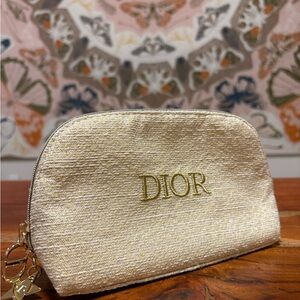 NWT Dior Cream Cosmetic Bag with Gold Accents